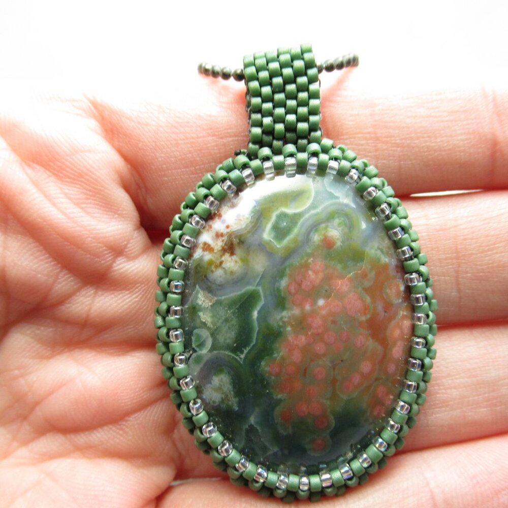 Ocean Jasper Handwoven pendant - Picture 8 of 10